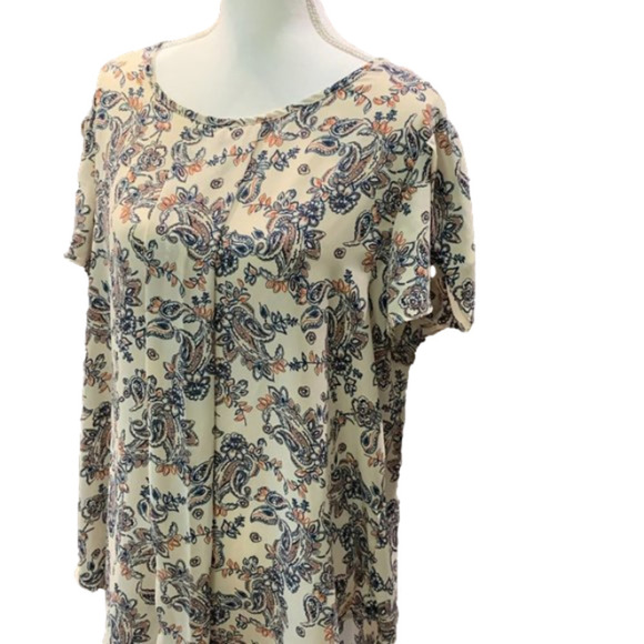 CATO Woman Ivory Blouse with Blue & Orange Top - Picture 1 of 5